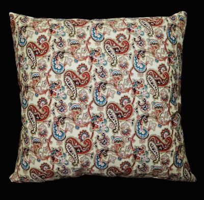 LF336a Rojo Azul Marrón Caqui Crema Algodón Lona Tela Cojín Funda/Funda de Almohada Foto 1 de 4