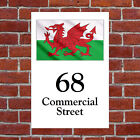 Personalised Custom Welsh Dragon Flag House Sign 9301 With Your Choice Of Text