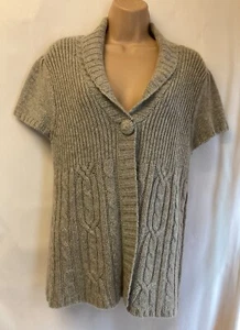 Womans Ladies Short Sleeve Chunky Knit Angora Mix Cardigan Size 16 TU - Picture 1 of 13