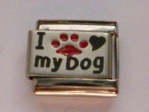 LOVE MY DOG CHARM CLASSIC SILVER ITALIAN CHARM fits all Italian bracelet SN7 - Picture 1 of 5