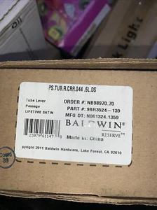 Baldwin PS.TUB.CRR Tube Passage Leverset - Messing - Bild 1 von 3