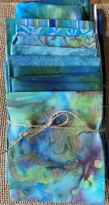 Menge 9 hübsche Batik Quilten Stoffe 4 1/4 Yards Grün Blau - Bild 1 von 10