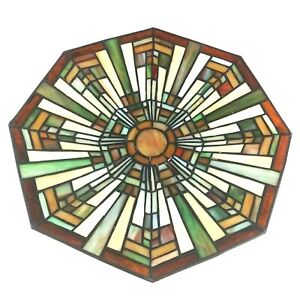 Quoizel Flush Mount Floating Stained Glass Craftsman Mission Style Light Shade