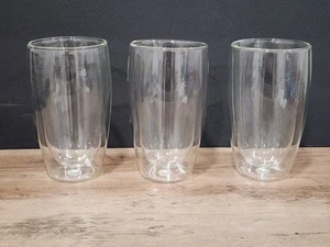 Set of 3 Large Bodum Pavina Glass, Double-Wall Insulated Glasses Clear - Picture 1 of 5