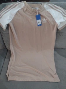 NWT [CY4760] Womens Adidas Originals Tee Dress Ash Pearl Size M - Picture 1 of 4