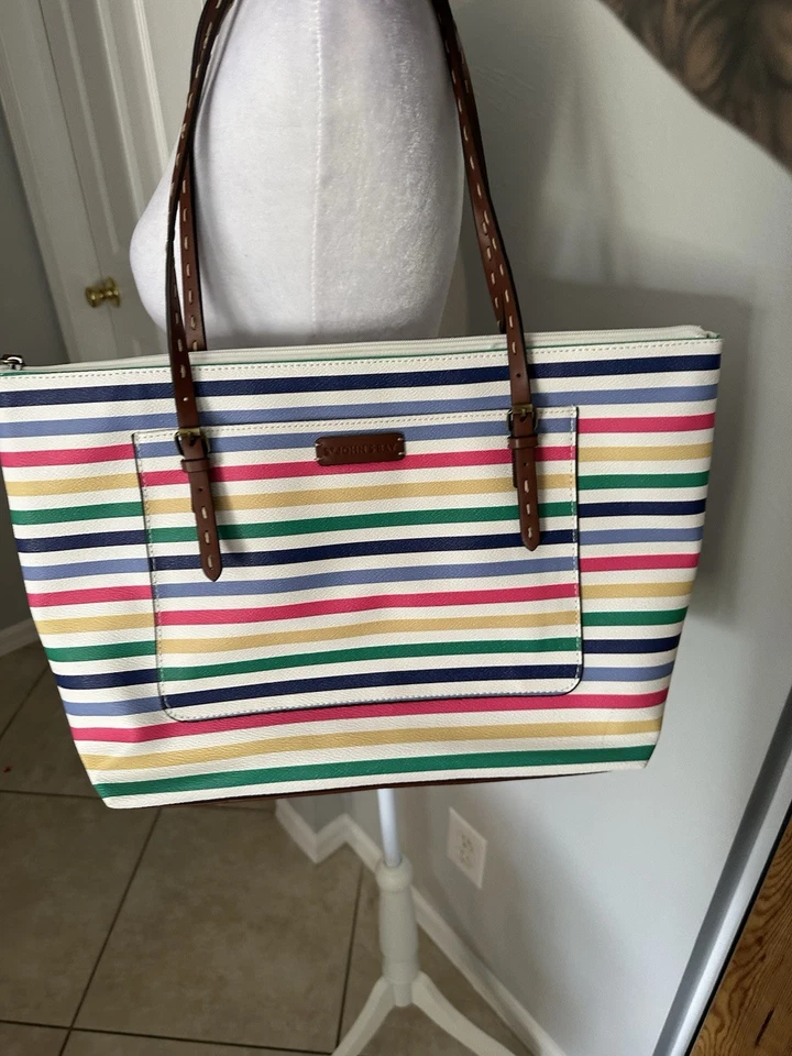 Bolso/bolso de mano Westport grande a rayas St. John's Bay excelente estado Foto 1 de 4