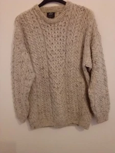 Peter Christian Men's Aran Knit Jumper Size XL 100% Merino Wool Made In Ireland - Picture 1 of 4
