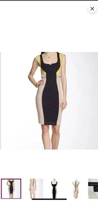French Connection Monroe Kleid Gr. 36 Stretch Color Block Cap Sleeve Bodycon #AC - Bild 1 von 4