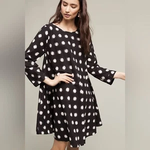 Anthropologie Norblack Norwhite Morningside Swing Dress black & white dot Medium - Bild 1 von 9