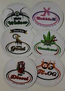 6 Small 2inch Circle Stickers With THC strain Names - Picture 1 of 2