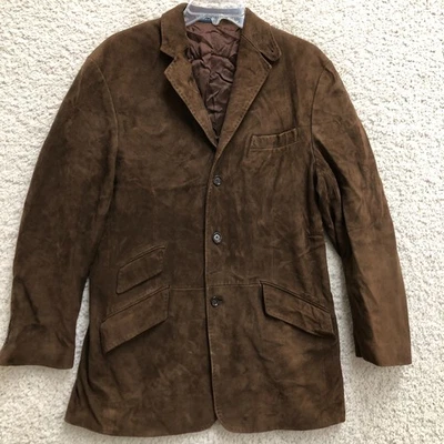 Casaco esportivo vintage polo Ralph Lauren blazer médio masculino marrom camurça de cabra Itália - Imagem 1 de 4