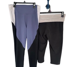 2 Pair Pink Victorias Secret Women Activewear Pants/capri Medium Legging Yoga - Picture 1 of 6