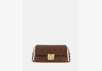 Carey Quilted Suede Mini Crossbody - Fudge - Image 1 of 3
