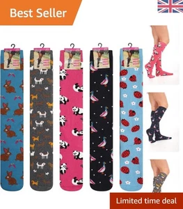 Womens' Thermal Wellington Socks - 5 Assorted Patterns for Festivals & Hiking - Picture 1 of 8
