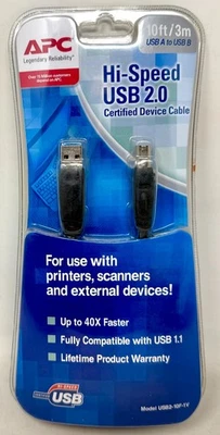 New APC HI-Speed USB 2.0 Certified Device Cable 10 ft/3.0m USB A To USB B - Image 1 of 3