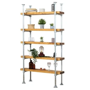 Estantería montada en piso y techo con abrazadera de llave | Estilo tubo plateado industrial - Imagen 1 de 9
