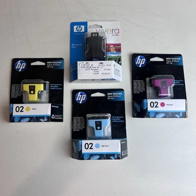 Genuine HP 02 Black (2007) + Genuine HP 02 Magenta Cyan and Yellow (2011) - Image 1 of 4