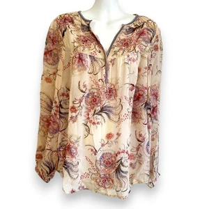 Blusa tunica boho chic seta floreale con perline taglia M di Sundance - Foto 1 di 8
