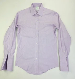 Brooks Brothers Classic taglia 14,5-32 uomo lavanda polsino francese cotone non ferroso - Foto 1 di 9