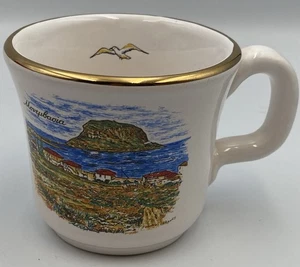 Taza de café Monemvasia Grecia hecha a mano hoja de oro 24k 6 OZ paisaje marino - Imagen 1 de 4