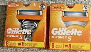 Gillette Fusion Power Razor Refill Cartridges 2 packs of 8 = 16 CARTRIDGES NEW - Picture 1 of 3