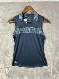 Adidas Girls Sleeveless Polo Shirt 13-14Y Primegreen Blue Pattern Tennis Golf - Picture 1 of 6