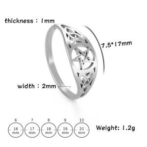 Pagan Symbol Pentagram Ring for Women Men Stainless Steel Ring Wedding Jewelry