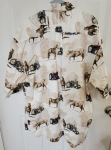 BIT & BRIDLE OUTFITTERS Horses & Tractors Button Front SS Shirt Size XL - Picture 1 of 4