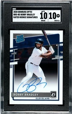 2020 Panini Donruss Optic Bobby Bradley RC Rookie SGC 10 w/10 Auto Signatures - Image 1 of 2