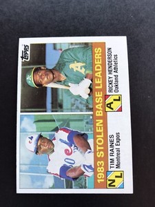 1984 TOPPS # 134 - 1983 STOLEN BASE LEADERS - RAINES/HENDERSON-  NM-MT OR BETTER
