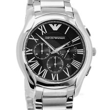 EMPORIO ARMANI Mens Dress Chronograph Watch, Black Dial, Stainless Steel Band