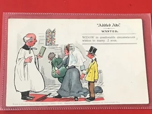 EARLY 1900s COMIC HUMOUR PC - ADDLED ADS - WIDOW IN COMFORTABLE CIRCUMSTANCES - Picture 1 of 1