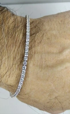 BRACCIALE TENNIS ZIRCONI BIANCHI ARGENTO MM 2,5 CM 16 INCASTRI 4 GRIFFE EXPLOIT - Immagine 1 di 3