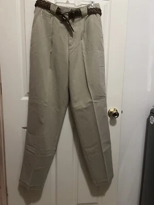 PANTALONES LIZWEAR DAMAS BRONCEADO DESGASTADO CON CINTURÓN TALLA 10 NUEVOS VINTAGE Foto 1 de 4