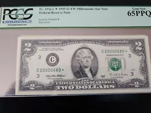 1995 Star FRN $2 Dollars Millennium. 1936-C PCGS 65PPQ Gem New - Picture 1 of 2