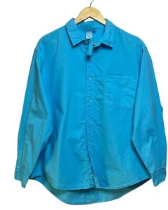 NWT Fresh Produce Men'S XXL Blue 100% Cotton Button-Up Shirt With Chest Pocket - Picture 1 of 18