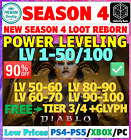 Diablo 4 Iv✨power Leveling Season 4✨lv1-100 Xp Boost +glyph✨gold✅pc Ps Xbox✅s4