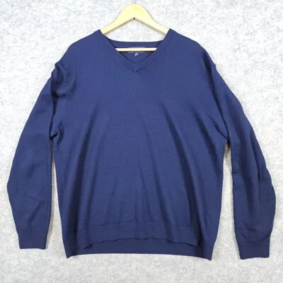 Suéter Hart Schaffner Marx Azul Marino Talla XL Lana Merino Extra Fina AGUJERO/ENGANCHE Foto 1 de 4