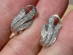 2Ct Round Lab Created Diamond Hoop Vintage Earrings 14K White Gold Plated - Picture 1 of 5