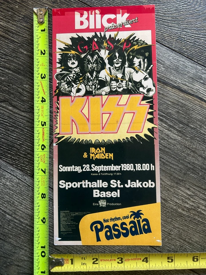 KISS Concert Ad Advert REPRINT Switzerland 1980 Vintage Kiss Aucoin Iron Maiden - Image 1 of 1