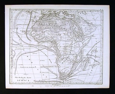 1849 Bilder Atlas Physical Map Africa Ocean Wind Currents Kong Mountains Sahara - Image 1 of 2