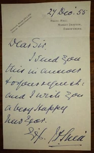 General Sir John Stuart Mackenzie Shea (1869-1966) Autograph ~ Letter Signed - Picture 1 of 2