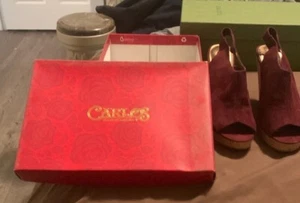 Carlos By Carlos Santana Burgundy Suede / Cork Wedge Size 11 - Picture 1 of 6