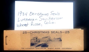 1934 Lutheran Sanitarium Xmas Seals booklet, Wheat Ridge, Colo 23 Cinderellas - Picture 1 of 3