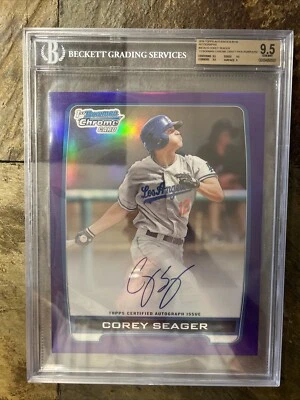 RARE COREY SEAGER 2012 Bow Chr Prpl Ref 10/10 RC 2016 Topps 8x10 Auto BGS 9.5/10 - Image 1 of 4