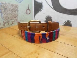 Colorful Woven Belt Size 38 Made in USA Solid Brass Buckle BEAUTIFUL!! - Picture 1 of 9