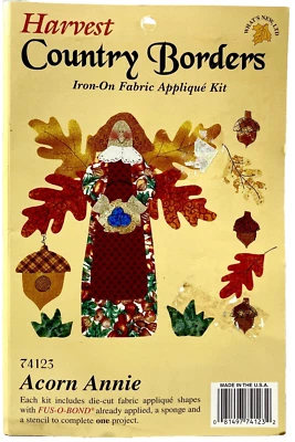 NUEVO 1998 Whats New Acorn Annie 74123 Kit de apliques de tela para planchar de colección 14761 Foto 1 de 2