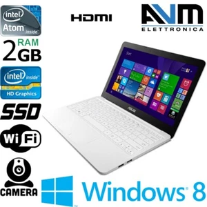 Netbook EeeBook ASUS X205T Windows 8.1 SSD CPU Intel Atom RAM 2GB Webcam Wi-Fi - Foto 1 di 12