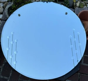Art Deco 1940s WALL MIRROR vintage Round Beveled Design Hollywood Regency 22” - Picture 1 of 9