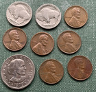 LOT x9 COINS ! SILVER DOLLAR +BUFFALO NICKELS +WHEAT PENNIES ! SEE MY OTHER LOTS